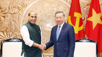 Tổng Bí thư, Chủ tịch nước Tô Lâm tiếp Ngài Rajnath Singh, Bộ trưởng Bộ Quốc phòng Ấn Độ.