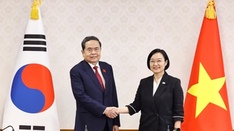 Chủ tịch Quốc hội Trần Thanh Mẫn hội kiến Thủ tướng Hàn Quốc Han Seong Sook. 