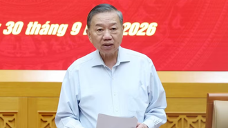 Tổng Bí thư, Chủ tịch nước Tô Lâm, Bí thư Quân ủy Trung ương phát biểu.