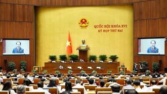 Bộ trưởng Bộ Tư pháp Hoàng Thanh Tùng, thừa ủy quyền của Thủ tướng Chính phủ trình bày Tờ trình về dự án Luật Đất đai (sửa đổi)