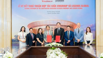 Lễ ký kết thỏa thuận hợp tác giữa Vingroup và Legends Global đánh dấu quan hệ đối tác chiến lược về việc tổ chức và vận hành sân vận động VinFast - Trống Đồng