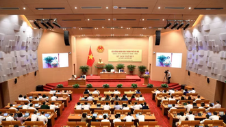 Toàn cảnh kỳ họp thứ bảy, Hội đồng Nhân dân thành phố Hà Nội khóa XVII.