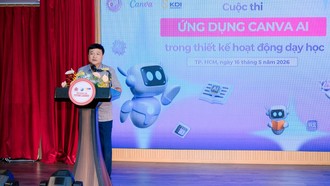 Ông Võ Thiện Cang - Giám đốc Trung tâm Thông tin và Chương trình Giáo dục, Sở Giáo dục và Đào tạo Thành phố Hồ Chí Minh, phát biểu tại sự kiện.