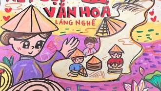 Tác phẩm “Nét đẹp văn hóa làng nghề” của bạn Trần Nguyễn An Nhiên (10 tuổi) đoạt giải đặc biệt cuộc thi vẽ tranh “Sắc màu Việt Nam” do Chi nhánh NXB Chính trị quốc gia Sự thật tại TPHCM tổ chức tại Đường Sách TPHCM ngày 31/5.