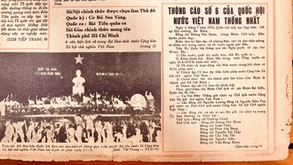 Tờ Tin Sáng đăng tải thông cáo số 6 của Quốc Hội nước Việt Nam thống nhất, trong đó có nội dung Chính thức đặt tên thành phố Sài Gòn-Gia Định là Thành phố Hồ Chí Minh. Ảnh: Trung Nghĩa