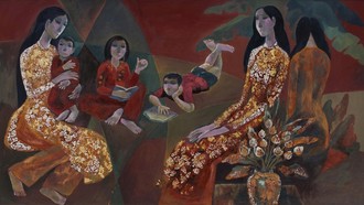Tác phẩm Mơ hoa, kích thước 100cmx180cm, sáng tác năm 2026 của họa sĩ Đặng Kim Long