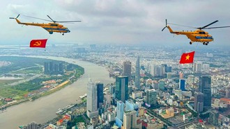 Một góc Thành phố Hồ Chí Minh dịp kỷ niệm 50 năm giải phóng miền Nam, thống nhất đất nước.