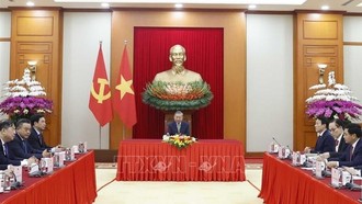 Tổng Bí thư Tô Lâm điện đàm Tổng thống Hàn Quốc Lee Jae Myung. Ảnh: Thống Nhất/TTXVN.