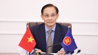 Ủy viên Bộ Chính trị, Bộ trưởng Ngoại giao Lê Hoài Trung tham dự hội nghị.