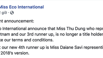 Thông báo tước danh hiệu của Thư Dung từ BCT cuộc thi Hoa hậu Sinh thái Quốc tế