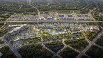 Phối cảnh tổng thể của Thanh Phú Centre Point với định hướng phát triển thành đô thị giao thương tại cửa ngõ Tây TP.HCM. Nguồn ảnh: BIM Group