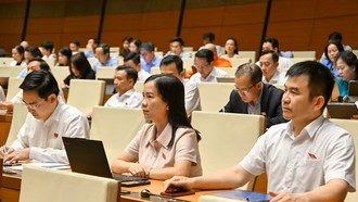 Chiều 10/4, các đại biểu thảo luận tại hội trường về dự án Luật Tín ngưỡng, tôn giáo (sửa đổi). 