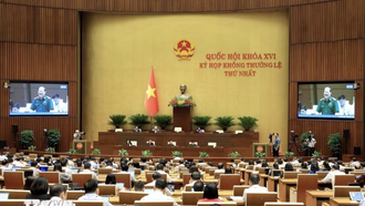 Sáng 8/8/2026, Quốc hội thảo luận ở hội trường về dự án Luật Phòng, chống phổ biến vũ khí hủy diệt hàng loạt và Luật sửa đổi, bổ sung một số điều của 09 luật về quân sự, quốc phòng. (Ảnh: TTXVN)