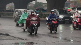 Không khí lạnh yếu gây mưa rải rác ở vùng núi