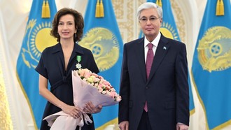 Tổng thống Kazakhstan Kassym-Jomart Tokayev tiếp nguyên Tổng Giám đốc UNESCO Audrey Azoulay
