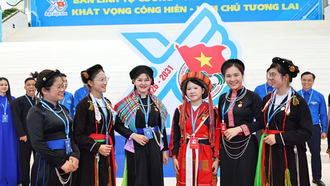 Các đại biểu tham dự Đại hội đại biểu toàn quốc Đoàn Thanh niên Cộng sản Hồ Chí Minh lần thứ XIII. (Ảnh: Vietnam+)