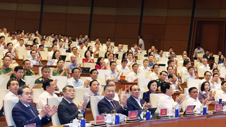 Tổng Bí thư, Chủ tịch nước Tô Lâm và các đại biểu tham dự hội nghị tại phòng họp Diên Hồng, Nhà Quốc hội, Hà Nội. (Ảnh: Thống Nhất/TTXVN)