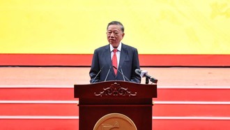 Tổng Bí thư, Chủ tịch nước Tô Lâm phát biểu tại Lễ kỷ niệm 50 năm thành phố Sài Gòn - Gia Định vinh dự mang tên Chủ tịch Hồ Chí Minh. Ảnh: Phương Anh.
