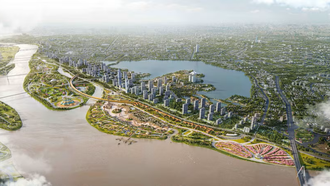 Phối cảnh Dự án Trục Đại lộ cảnh quan sông Hồng.