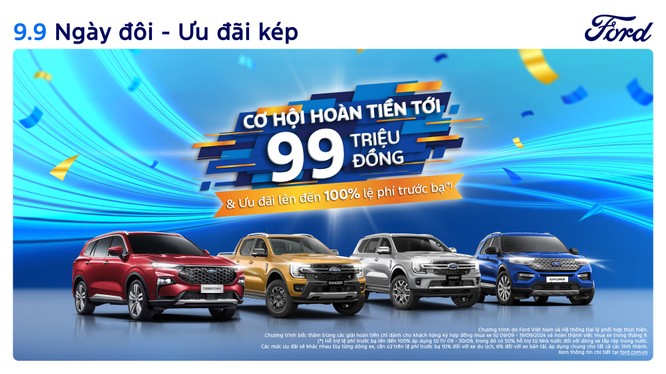 Ford Việt Nam và hệ thống đại lý triển khai chương trình "9.9 ngày đôi – ưu đãi kép" với nhiều ưu đãi đặc biệt ở tháng 9