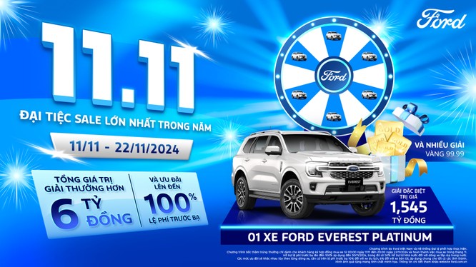 Ford Việt Nam triển khai 'đại tiệc sale' với nhiều ưu đãi hấp dẫn cho khách hàng trong tháng 11