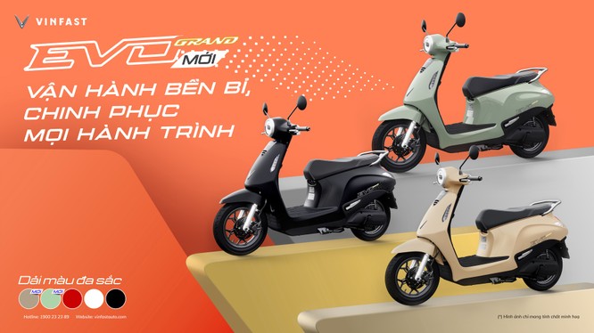 VinFast ra mắt xe máy điện Evo Grand với 2 pin có thể tháo rời, đi được tới 262km/lần sạc
