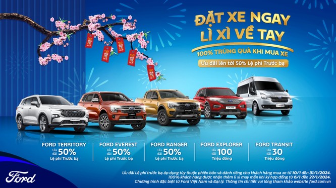 Mua xe, nhận quà và nhiều ưu đãi đặc biệt khi mua xe Ford trong tháng 1