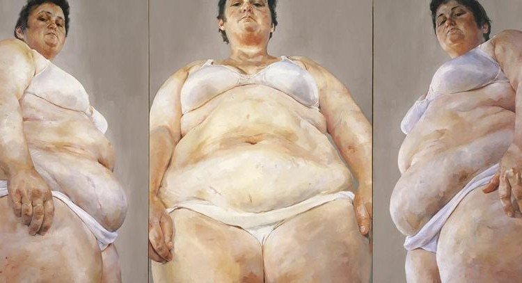 Jenny Saville, "Strategy", 1994, sơn dầu trên canvas, bộ ba tấm, 108 x 250½ inch. 