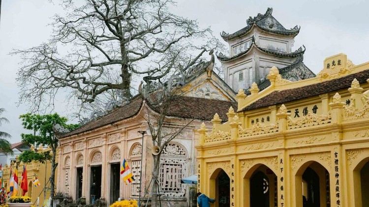 Ngôi chùa cổ có quả chuông nặng 9 tấn nằm giữa hồ nước ở Nam Định