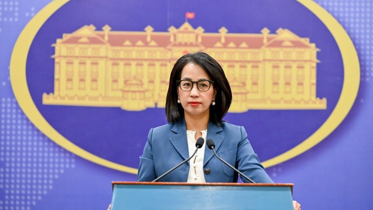 Người Phát ngôn Bộ Ngoại giao Việt Nam Phạm Thu Hằng tại họp báo thường kỳ Bộ Ngoại giao. (Ảnh: BNG)