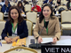 Đại sứ Nguyễn Thị Vân Anh, Trưởng Phái đoàn thường trực Việt Nam bên cạnh UNESCO (bên phải) tham dự Kỳ họp lần thứ 43 Đại hội đồng UNESCO