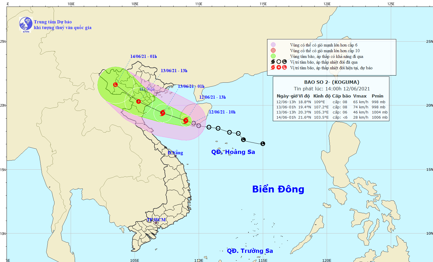 Đường đi của cơn bão số 2