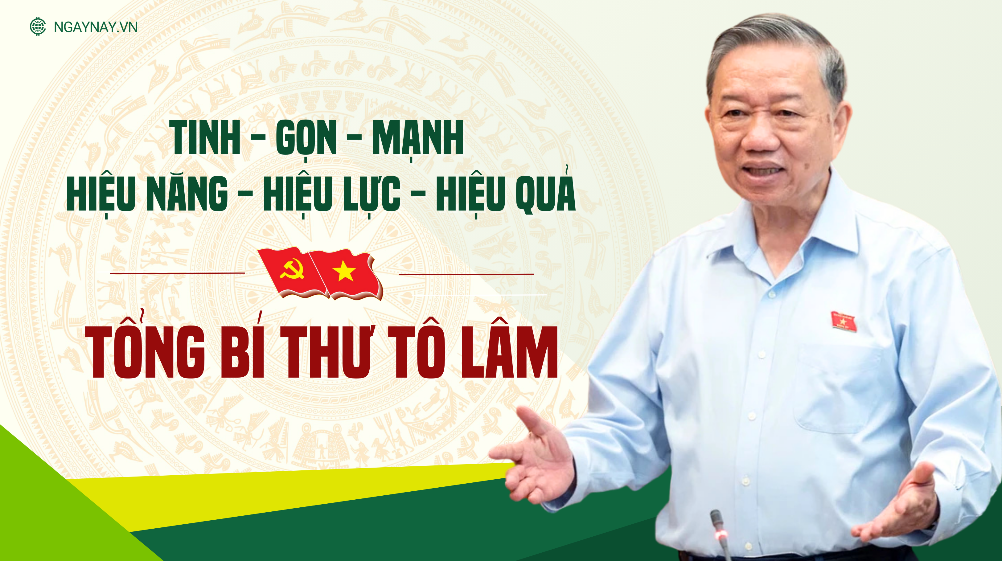 Tổng Bí thư Tô Lâm: "Tinh - Gọn - Mạnh - Hiệu năng - Hiệu lực - Hiệu quả"