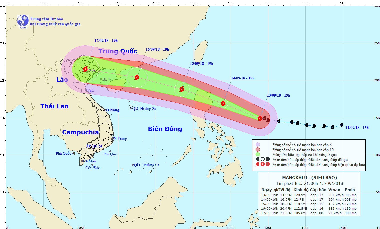 Siêu bão MANGKHUT sẽ đổ bộ vào bờ biển Bắc Bộ từ cuối tuần