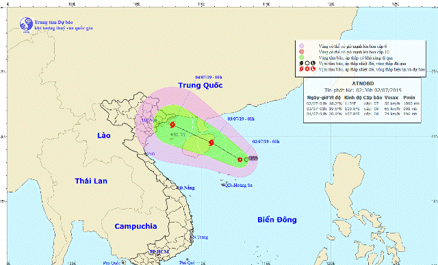 Thời tiết ngày 3/7: Bắc Bộ có mưa lớn do ảnh hưởng của bão số 2