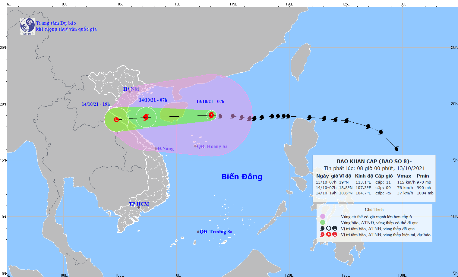 Bão số 8 hướng vào Bắc Trung Bộ