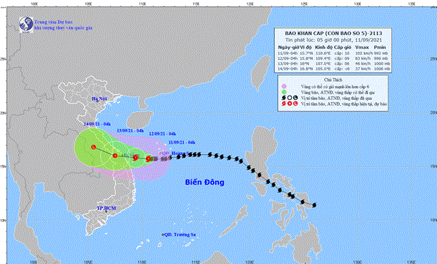 Bão số 5 cách bờ biển Quảng Trị-Quảng Nam hơn 200km