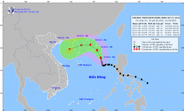 Hướng đi của bão. (Nguồn: nchmf.gov.vn)