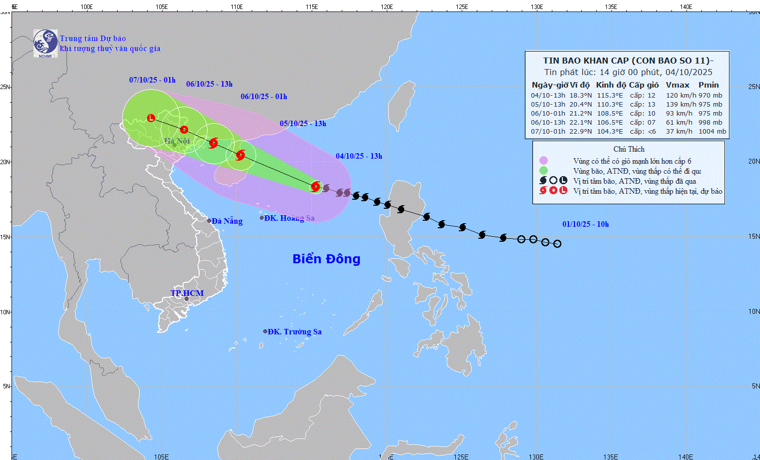 Bão số 11 tiến nhanh vào vịnh Bắc Bộ, cảnh báo nước dâng và gió giật mạnh