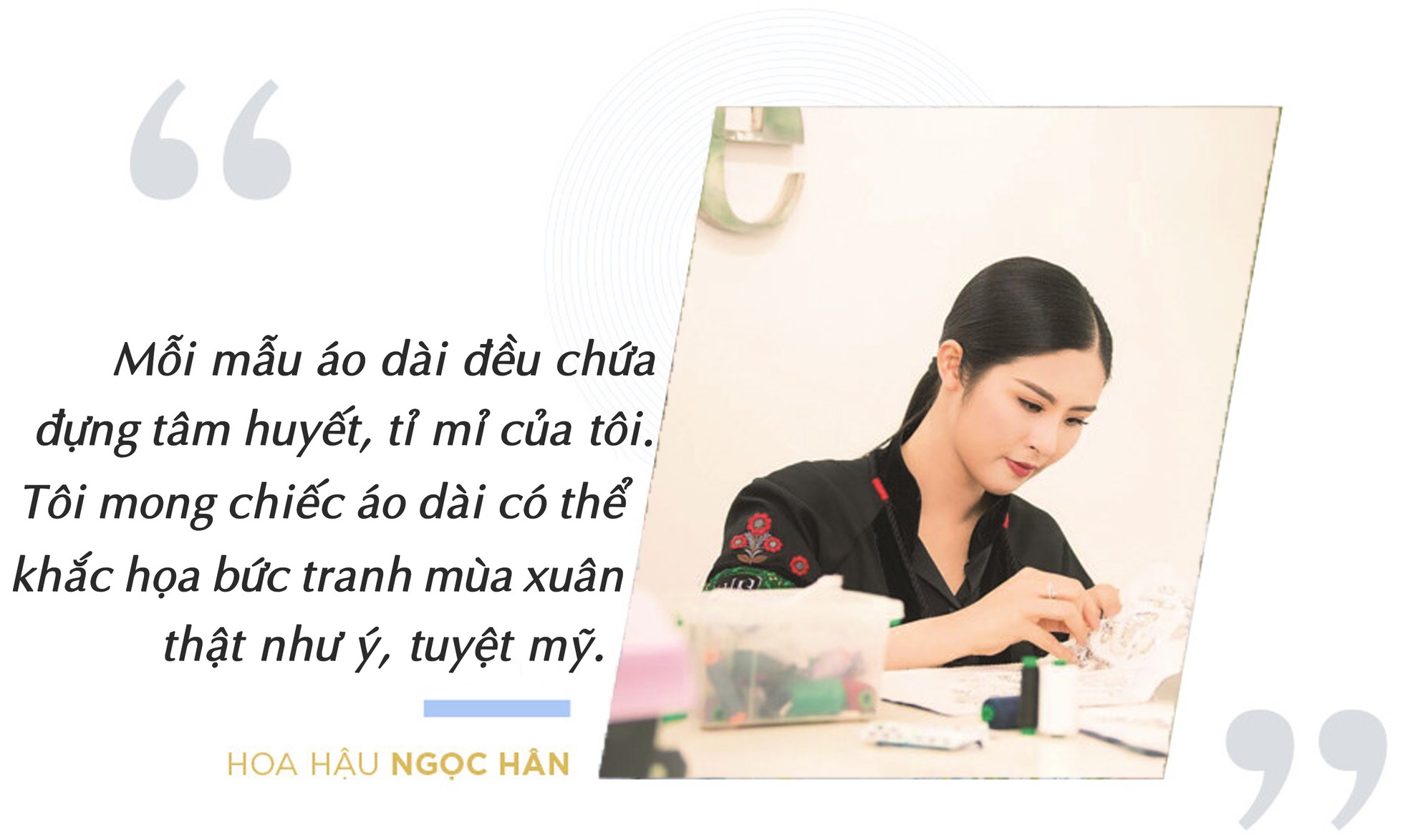 Hoa hậu Ngọc Hân thiết kế áo dài Tết lấy cảm hứng từ ca dao ảnh 6