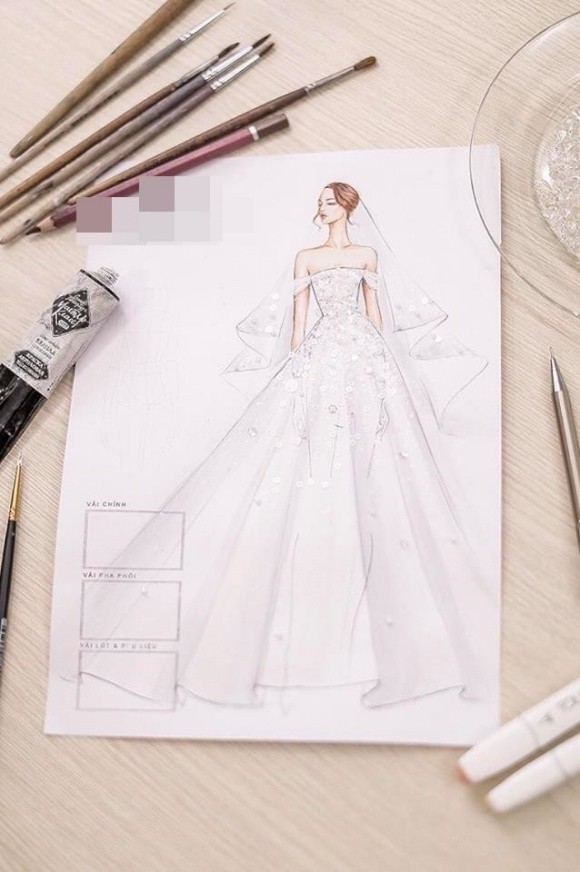 Hé lộ bản thiết kế váy cưới khủng của Á hậu Tú Anh - ảnh 1