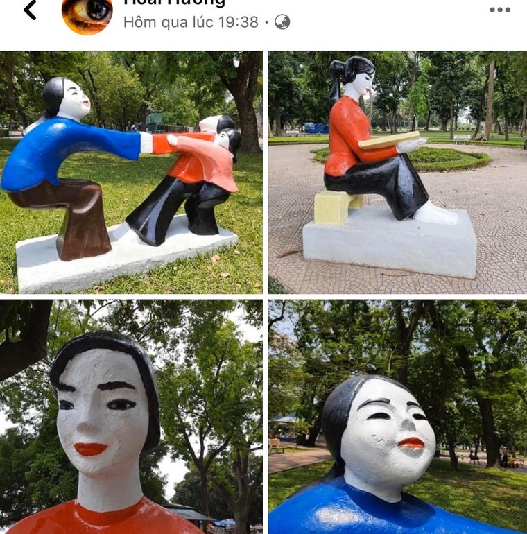 Trả nguyên trạng cho những bức tượng bị sơn màu sặc sỡ tại Công viên Thống Nhất ảnh 1
