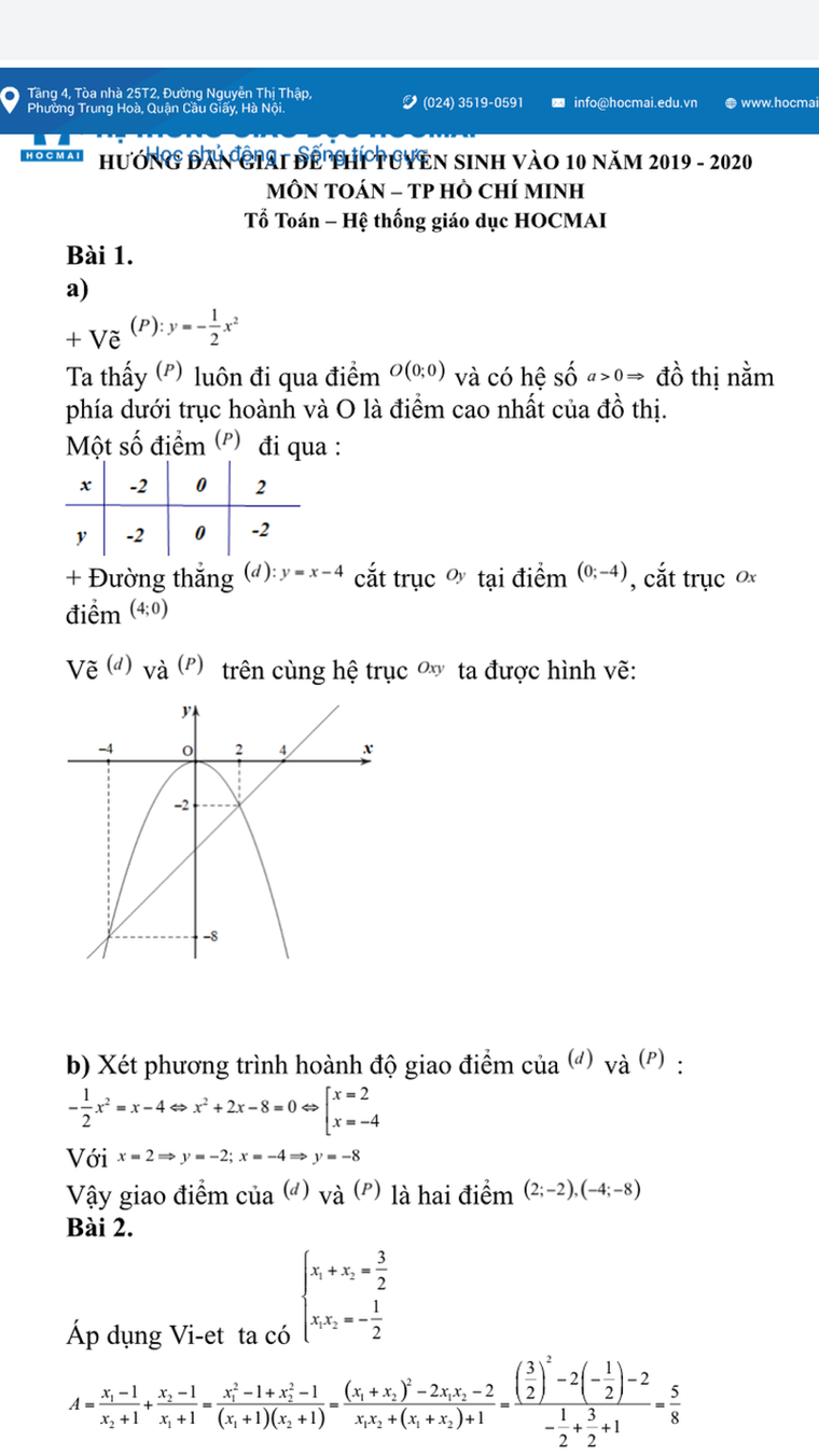 Gợi ý giải đề môn Toán thi lớp 10 tại TPHCM ảnh 1