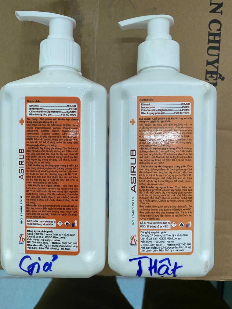 Hà Nội: Phát hiện lô hàng nước sát khuẩn tay có dấu hiệu giả mạo ASIRUB ảnh 3