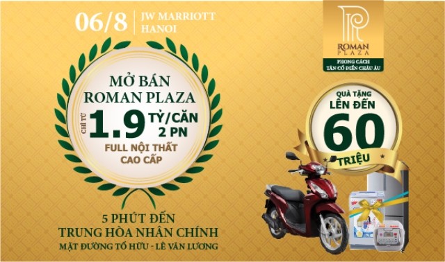 Roman Plaza mở bán, giá chỉ từ 1.9 tỷ đồng ảnh 1