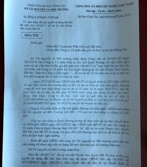 Bà Rịa Vũng Tàu: Bất thường trong vụ đấu giá 14ha đất tại huyện Đất Đỏ ảnh 2