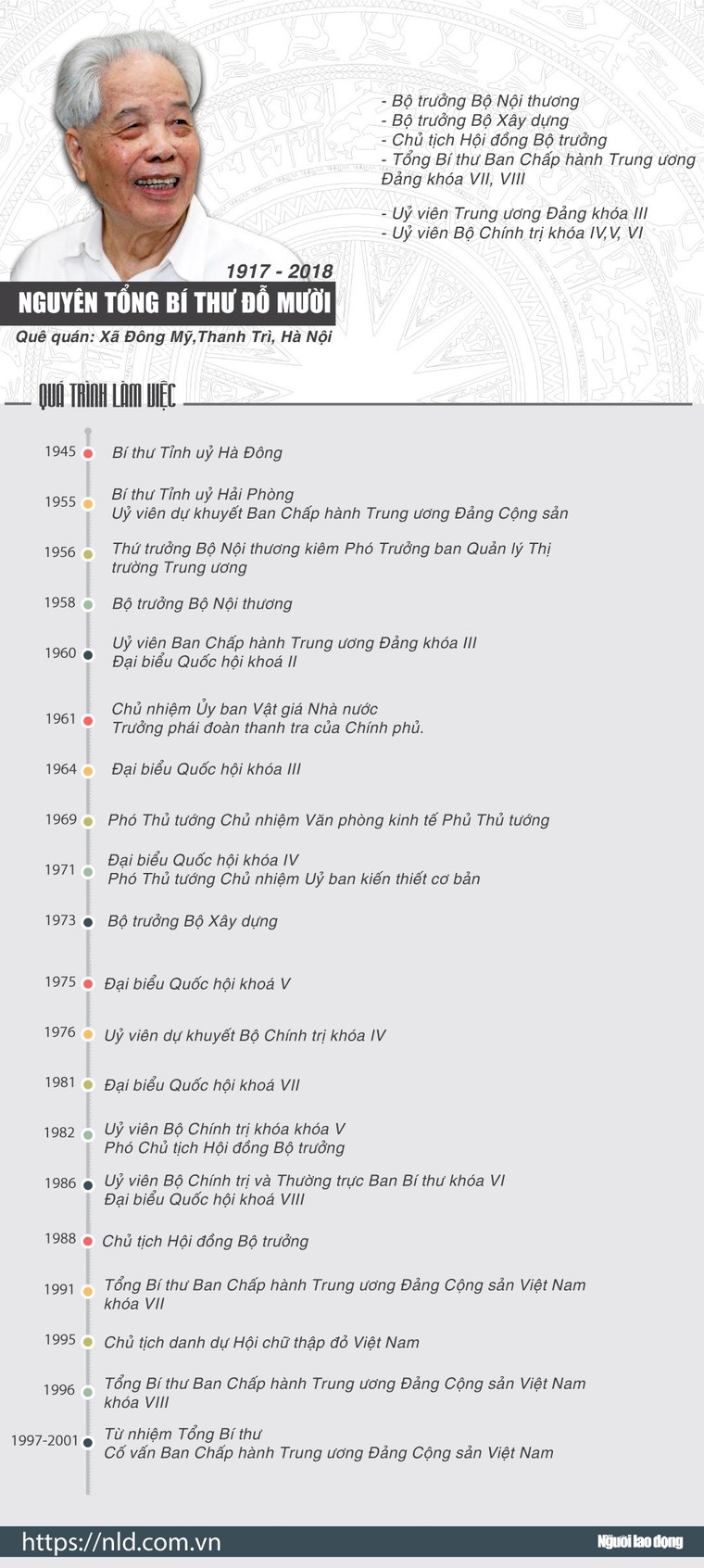 (Infographic) - Những đóng góp to lớn của nguyên Tổng Bí thư Đỗ Mười ảnh 1