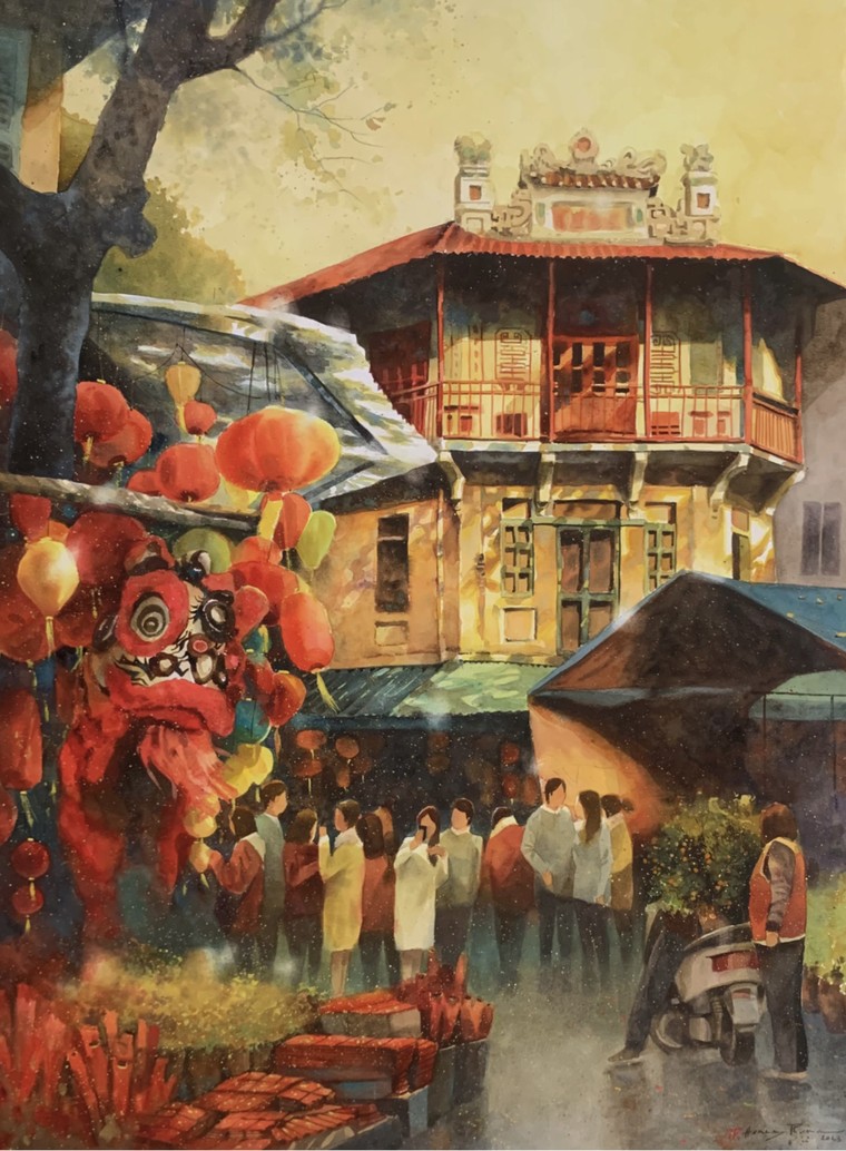 Yêu Hà Nội trong từng nét cọ vẽ ảnh 8