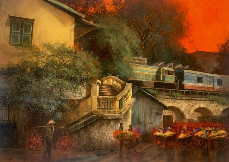 Yêu Hà Nội trong từng nét cọ vẽ ảnh 3