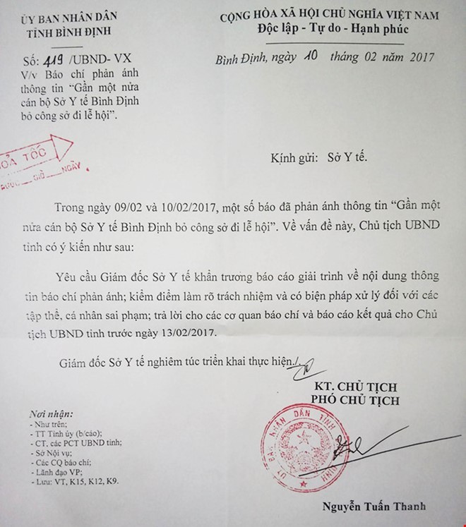 20 cán bộ Sở Y tế Bình Định nghỉ việc ra Bắc dự lễ hội ảnh 1